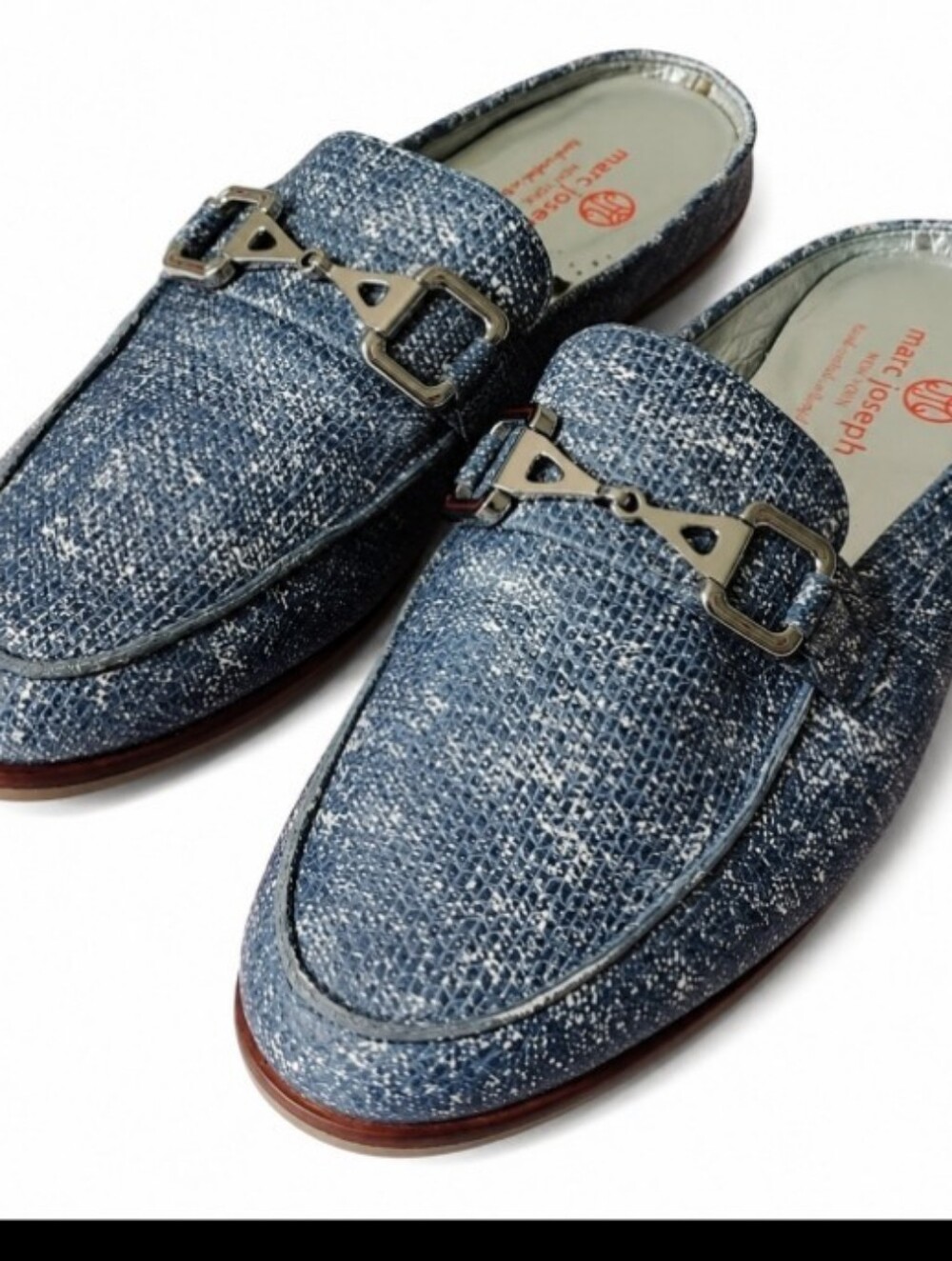 Marc Joseph NY Horsebit Mule Loafers Blue Leather Womens 6.5